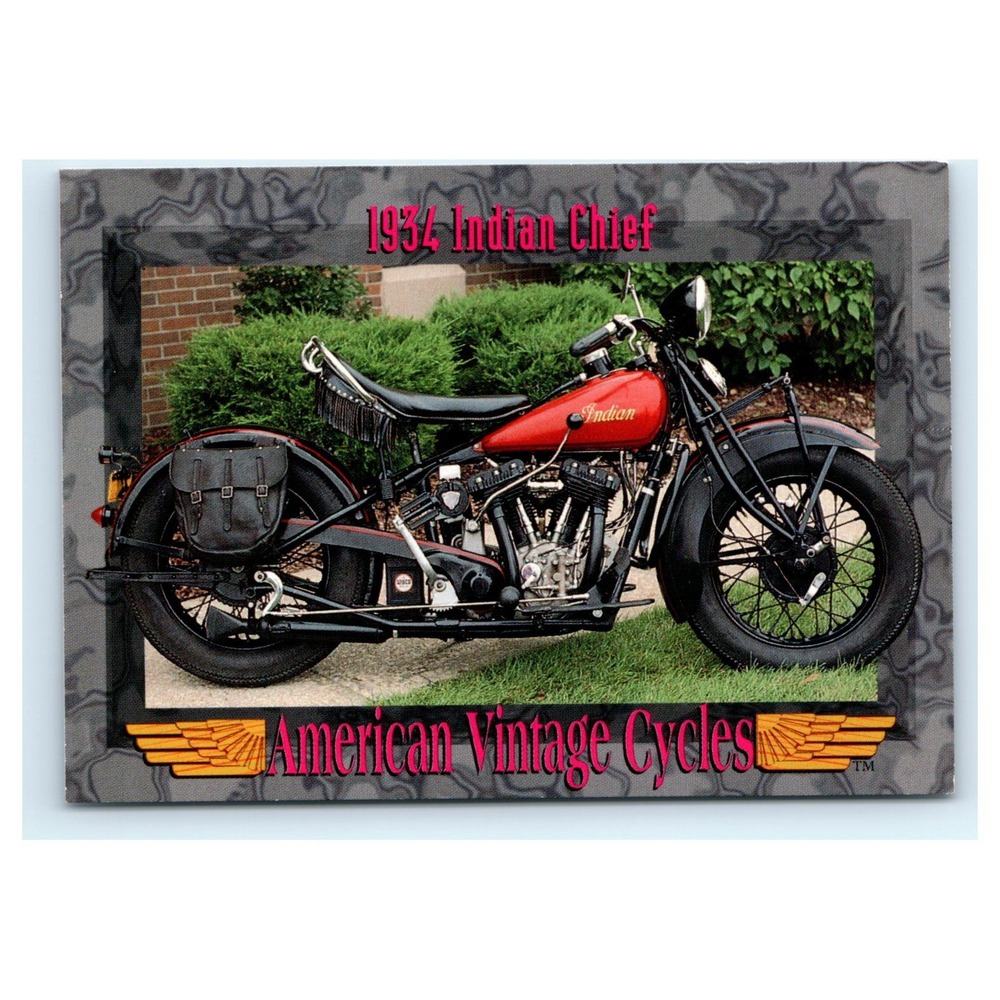 American Vintage Cycles Card 1934 Indian Chief Motorcycle Red Series II #151